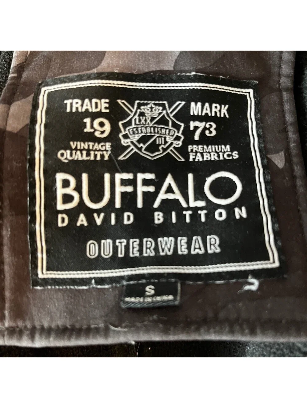 David Bitton Buffalo Camo Moto Jacket Men's Front Zipped Lined Small Bomber